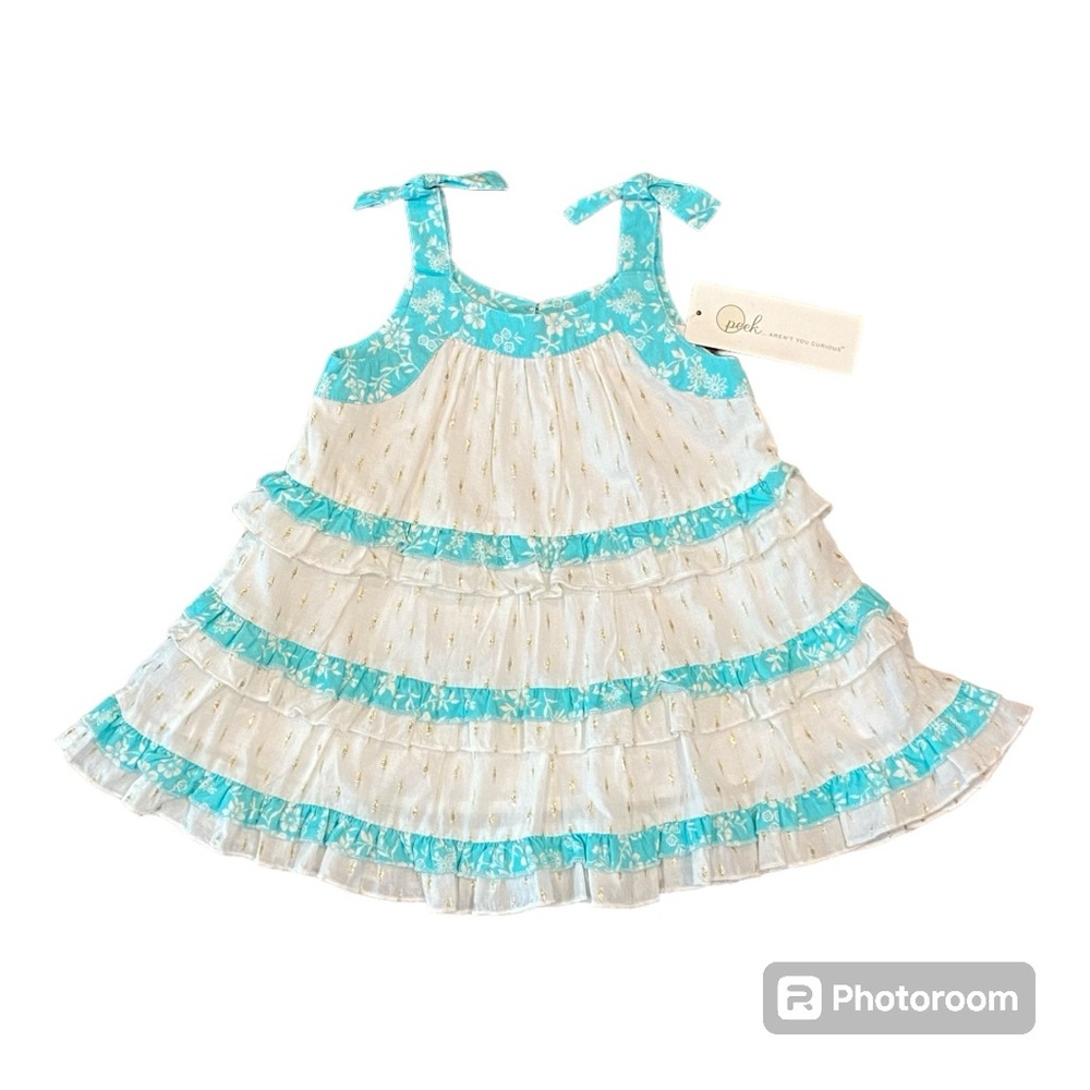 Peek white, gold and aqua dress